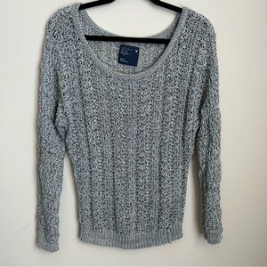 American Eagle Outfitters Gray Loose Open Knit Crochet Pullover Sweater Size M